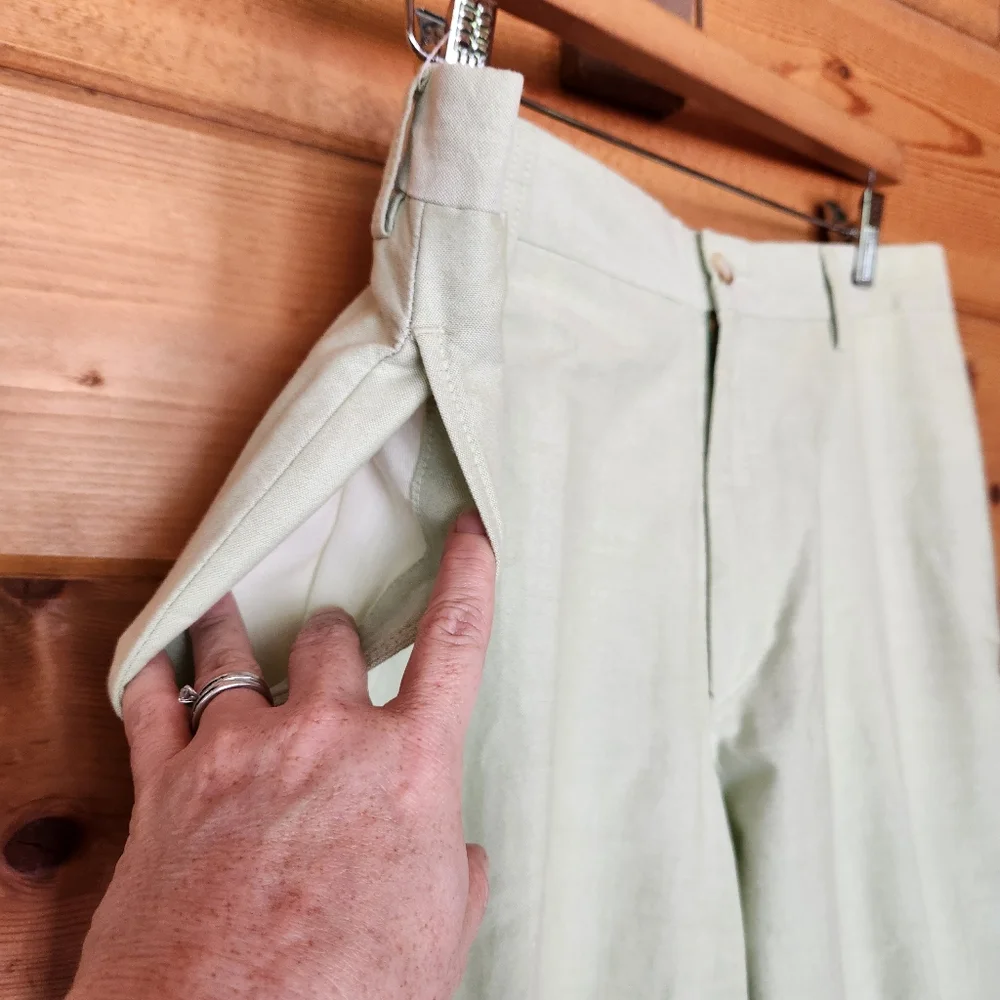 Charleston Khakis Light Green Twill Slacks Trouser Pants Preppy Tall Sz 32 X 34
